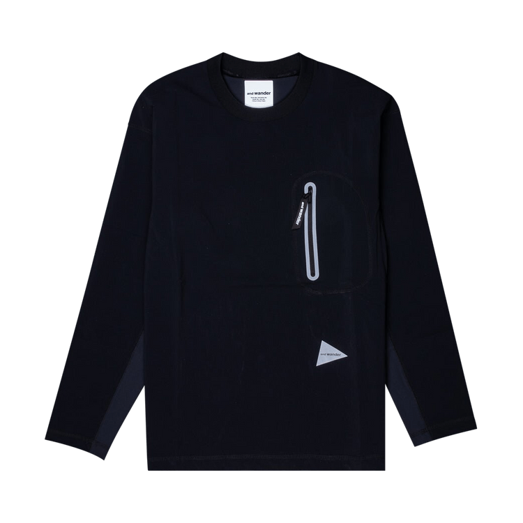 And Wander Cool Touch Pocket Long-Sleeve Tee "Black"