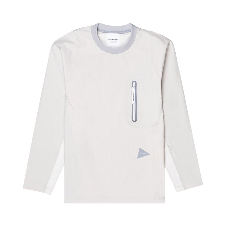 And Wander Cool Touch Pocket Long-Sleeve Tee "Light Beige"