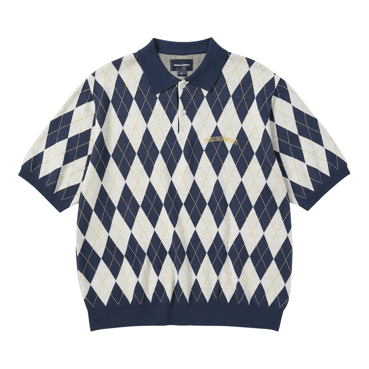 thisisneverthat Argyle Short-Sleeve Knit Polo "Navy"