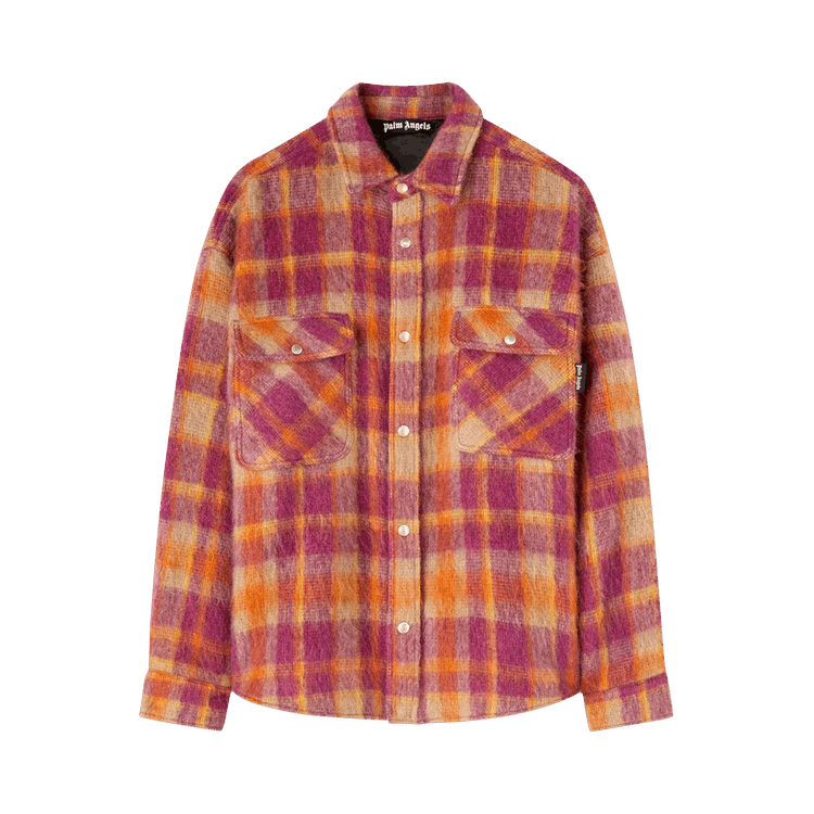 Palm Angels Brushed Wool Check Overshirt "Burgundy/Beige"