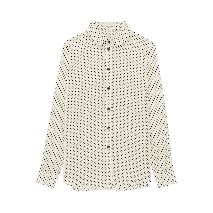 Saint Laurent Dotted Long-Sleeved Shirt "Chalk/Black"