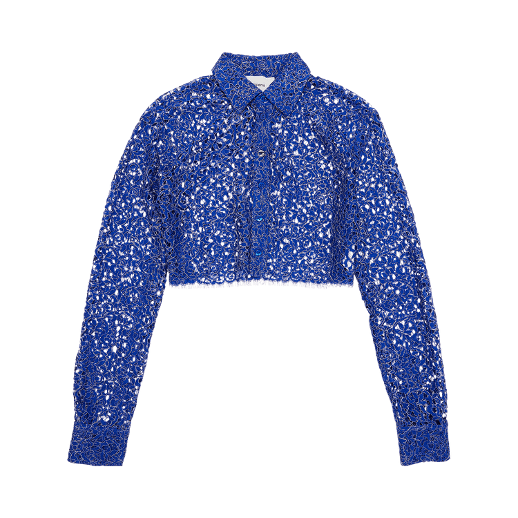 Coperni Lace Cropped Shirt "Royal Blue"
