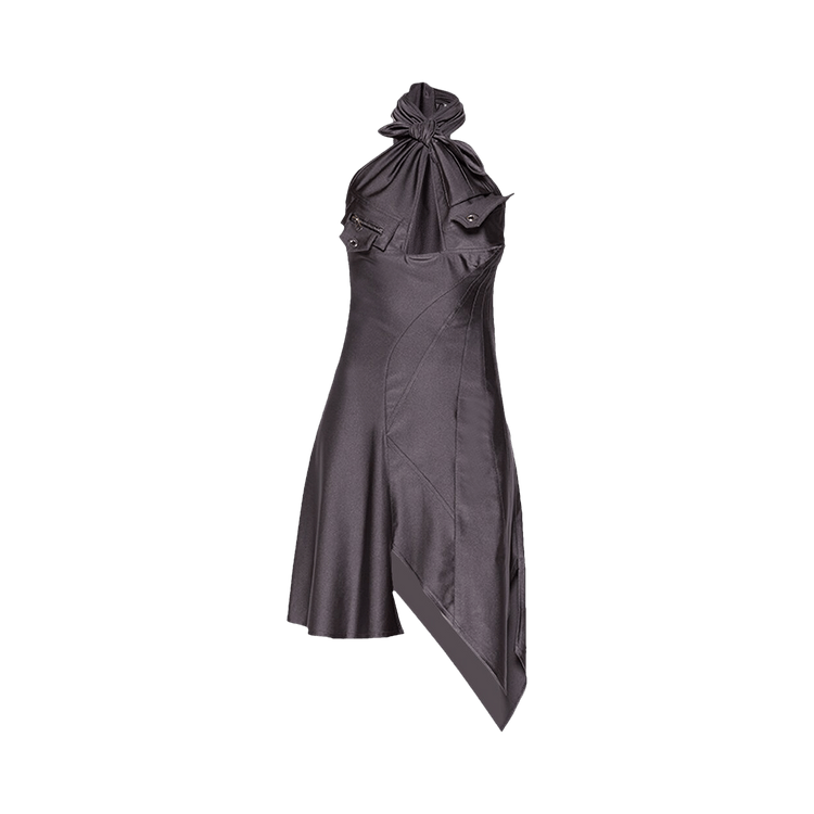 Coperni Racing Halterneck Mini Dress "Taupe Grey"