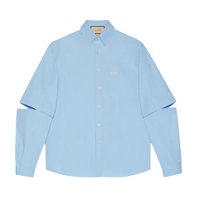 Gucci Embroidery Poplin Shirt "Sky Blue"