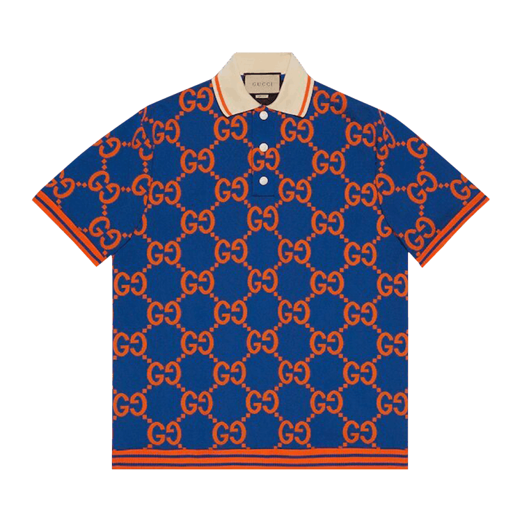 Gucci GG Jacquard Polo T-Shirt "Blue/Orange"