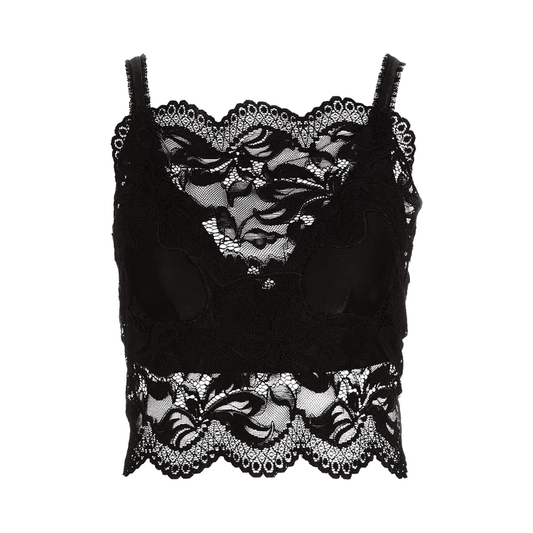 Rabanne Lace Detail Cropped Top "Black"