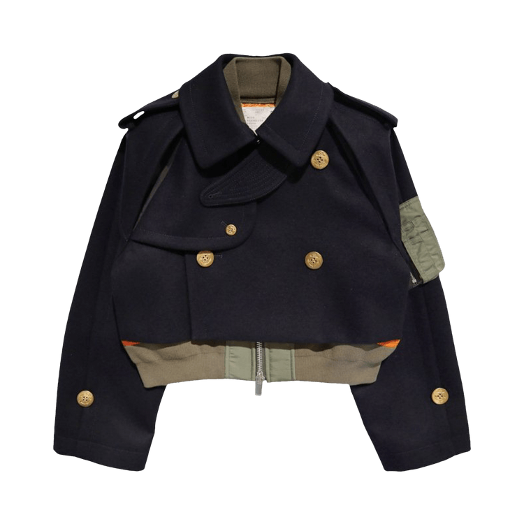 Sacai Wool Melton Mix Jacket "Navy"