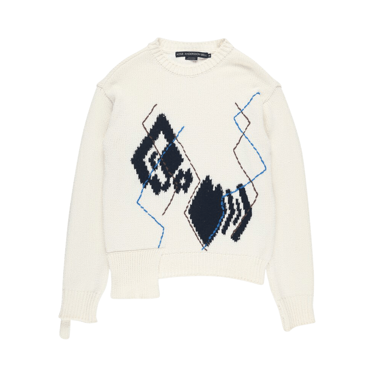 Andersson Bell Argyle Crewneck Sweater "Ecru"