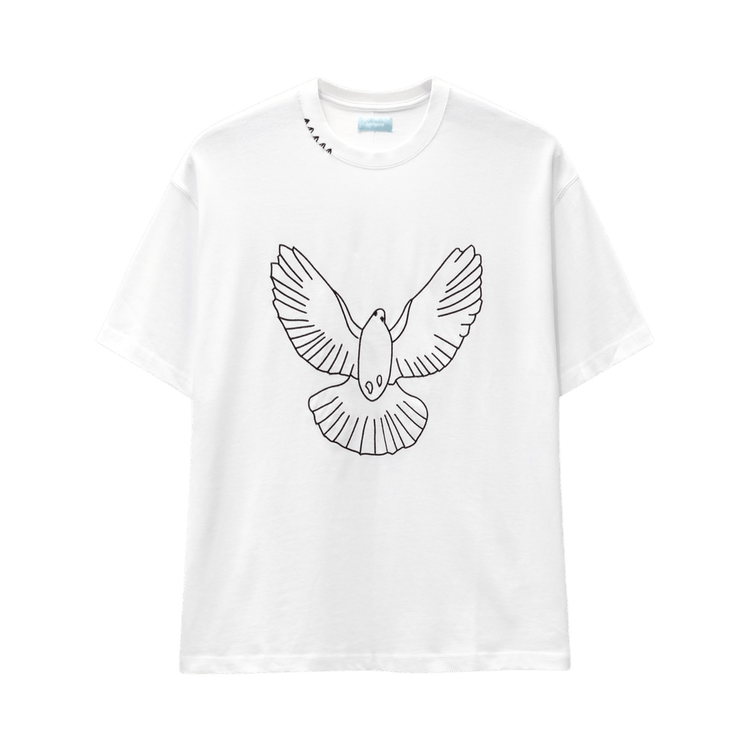 3.PARADIS White Birds Outline T-Shirt "White"
