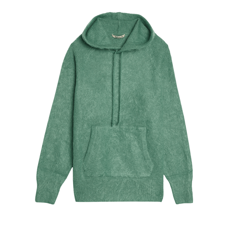 Auralee Brushed Super Kid Mohair Knit Hoodie "Jade Green"