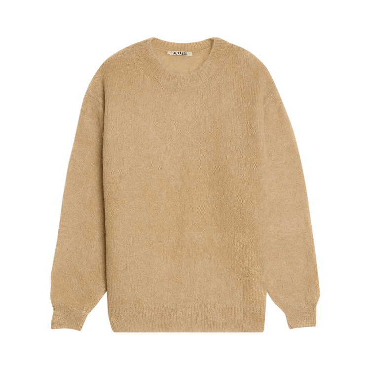Auralee Brushed Super Kid Mohair Knit Crewneck "Beige"