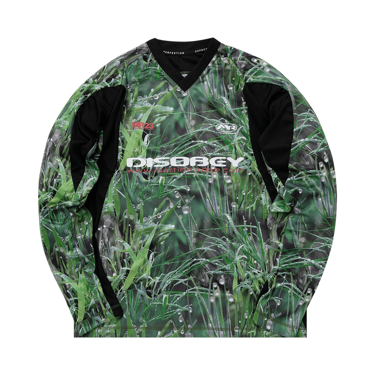 Martine Rose Panelled Football Top "Grass Print/Black"