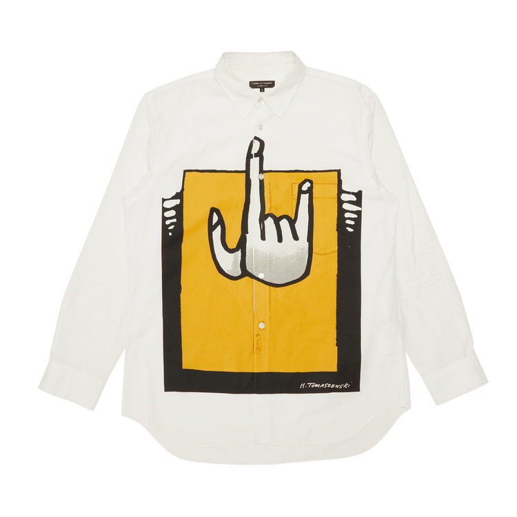 Vintage Comme des Garçons Homme Plus Button Up With Tomaszenski Print "White"