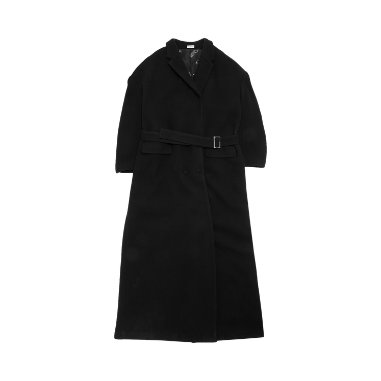 Willy Chavarria Double Breasted Full Length Coat With Belt "Black"
