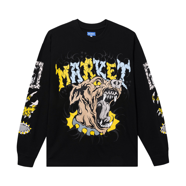 Market Warped Beware Long-Sleeve T-Shirt "Black"