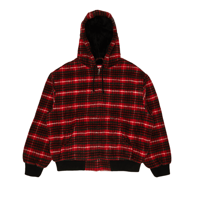 Supreme Plaid Wool Hooded Work Jacket "Red"