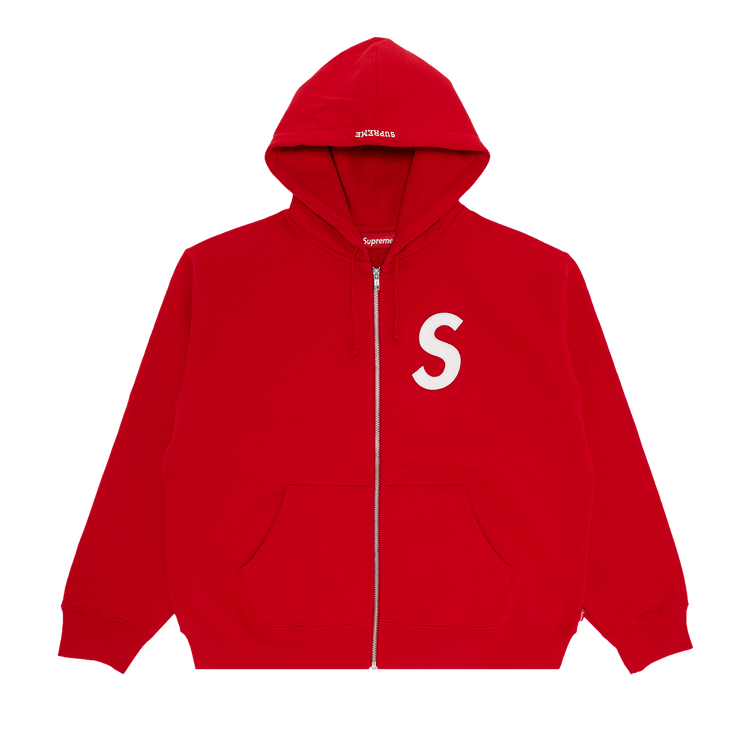 Supreme S Logo Zip Up Hooded Sweatshirt "Red"