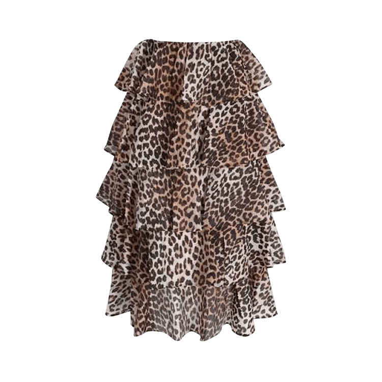 GANNI Sheer Voile Maxi Flounce Skirt "Almond"