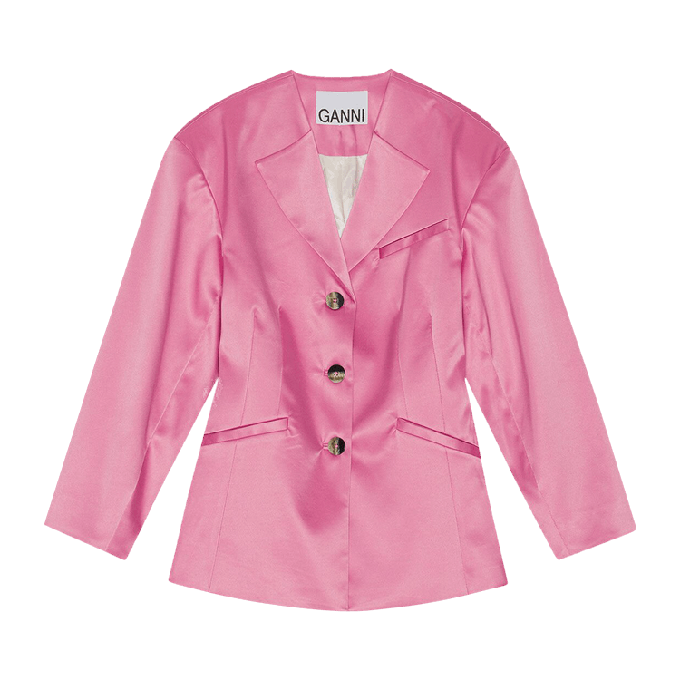 GANNI Double Satin Fitted Blazer "Orchid"