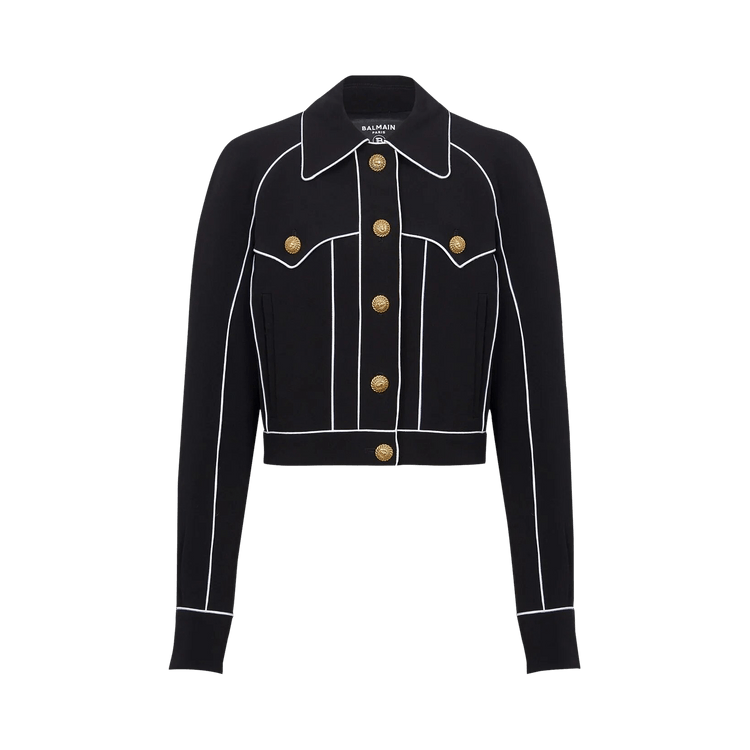 Balmain Buttoned Contrasted Western Crepe Jacket "Black"