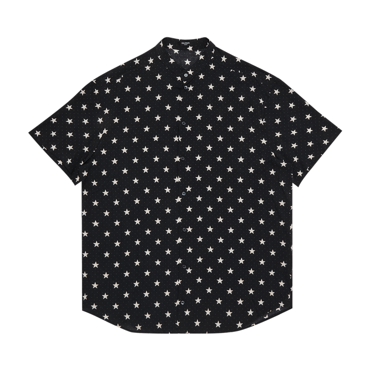 Balmain Short-Sleeve Stars Print Shirt "Black/Ivory"