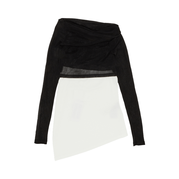 MM6 Maison Margiela Sheer Rib Jersey Top "Black/White"