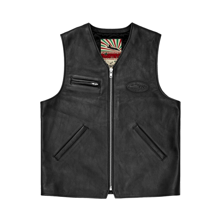 Corteiz Skydive Leather Vest "Black"