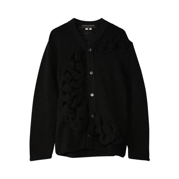 Comme des Garçons Homme Plus Knit Woven Braided Button Up Cardigan "Black"