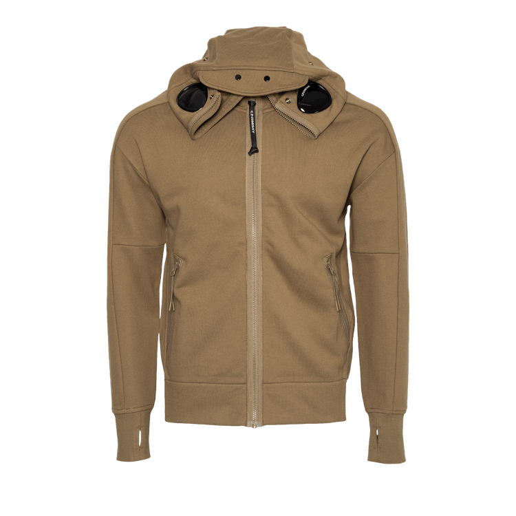 C.P. Company Diagonal Raised Fleece Explorer Goggle Hoodie "Butternut"