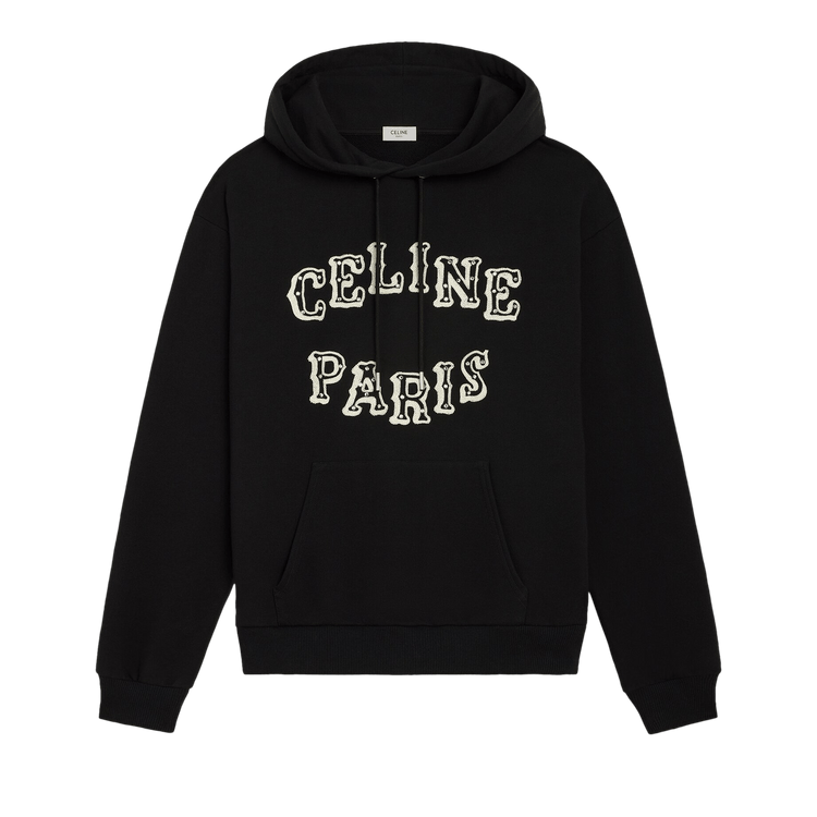 CELINE Loose Embroidered Hoodie "Black/Off White/Crystal"