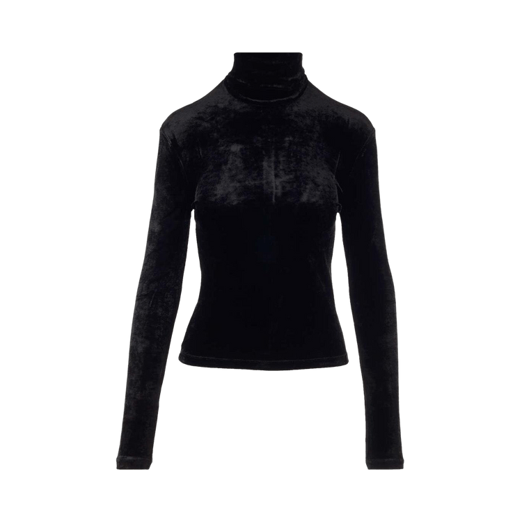 Saint Laurent High Neck Velvet T-Shirt "Black"