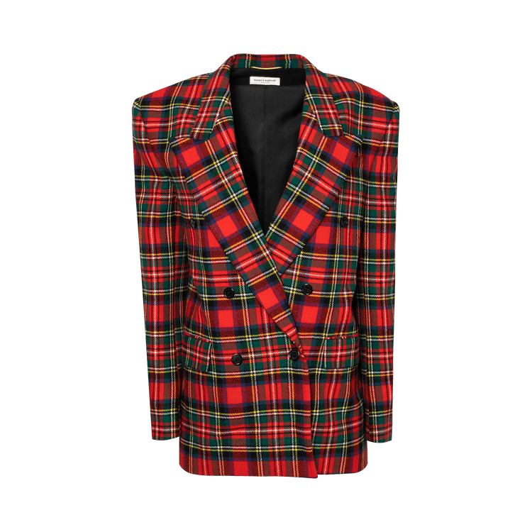 Saint Laurent Vintage Tartan Double Breast Blazer "Rouge/Multicolor"
