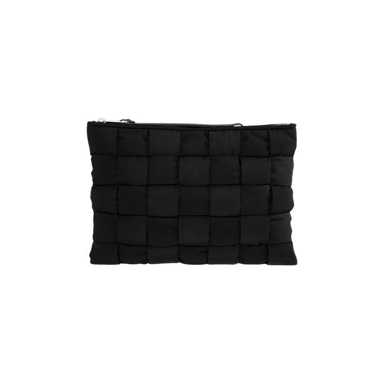 Bottega Veneta Cassette Large Padded Pouch "Black/Silver"