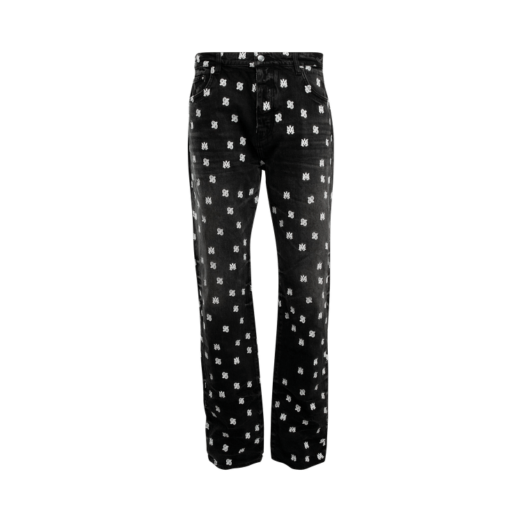 Amiri MA Paisley Emblem Straight Jean "Faded Black"