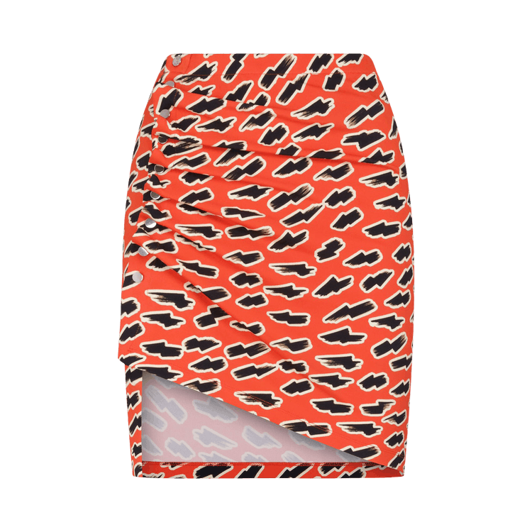 Rabanne Graphic Print Asymmetric Skirt "Red Flash"