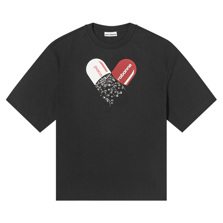 Rabanne Graphic Print Jersey T-Shirt "Black"