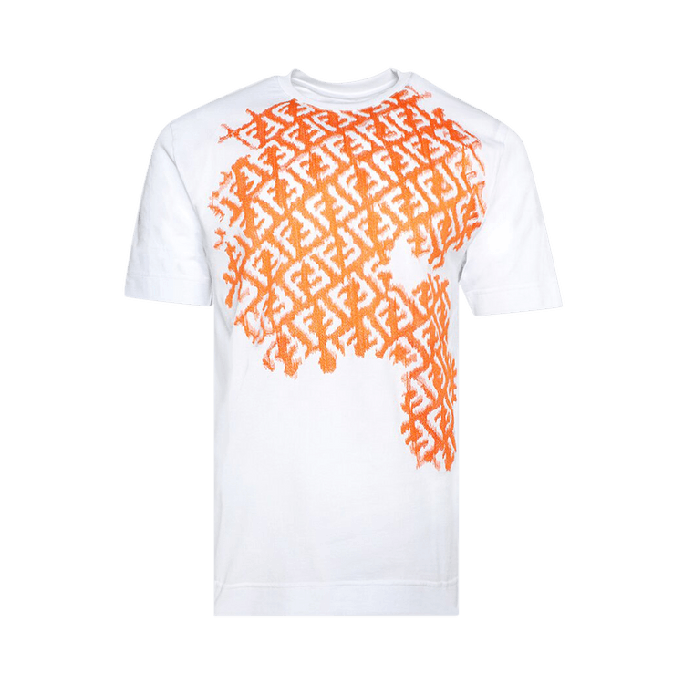 Fendi FF Embroidered T-Shirt "Natural/Papaya Orange"