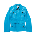 Bottega Veneta Shiny Leather Jacket "Pool Blue"
