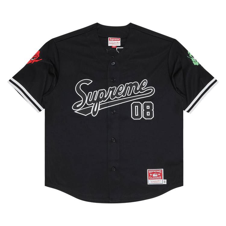 Supreme x Mitchell & Ness Downtown Hell Baseball Jersey "Black"