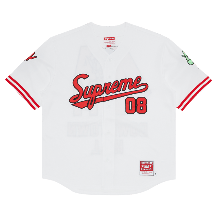 Supreme x Mitchell & Ness Downtown Hell Baseball Jersey "White"