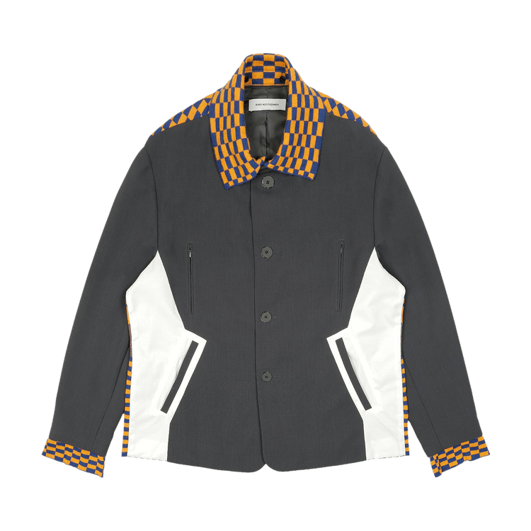 Kiko Kostadinov Sorelle Jacket "Graphite/Ecru/Orange Check"