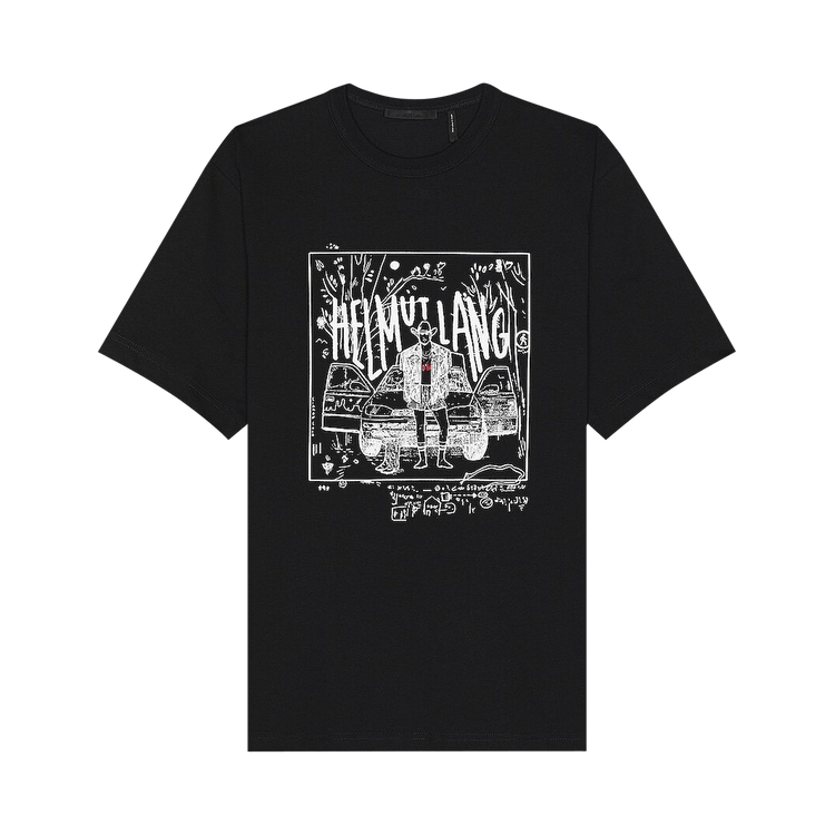 Helmut Lang Scribbled Cowboy Logo Tee "Black"