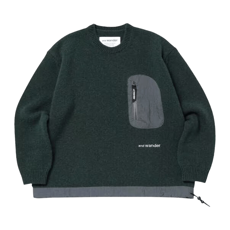 And Wander Shetland Wool Sweater "Green"