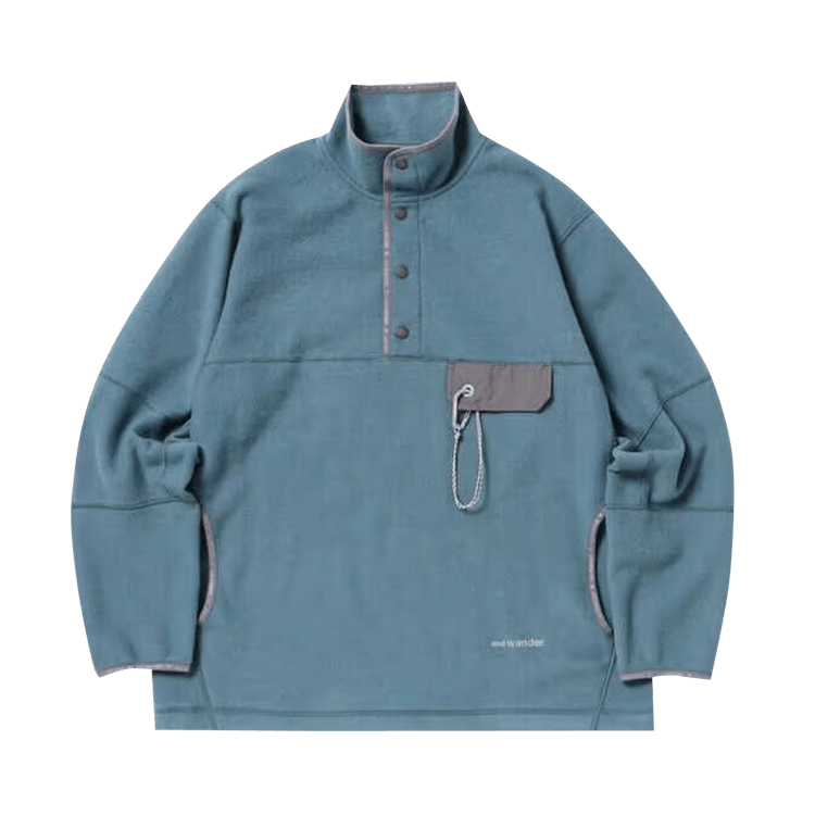 And Wander Wool Fleece Pullover "Blue Grey"