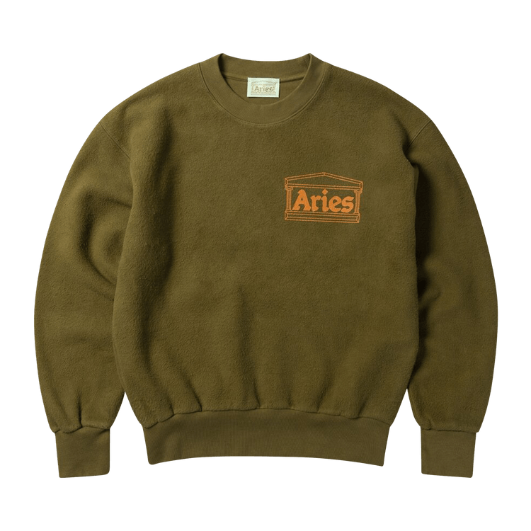 Aries Reverse Fleece Temple Sweat "Olive"