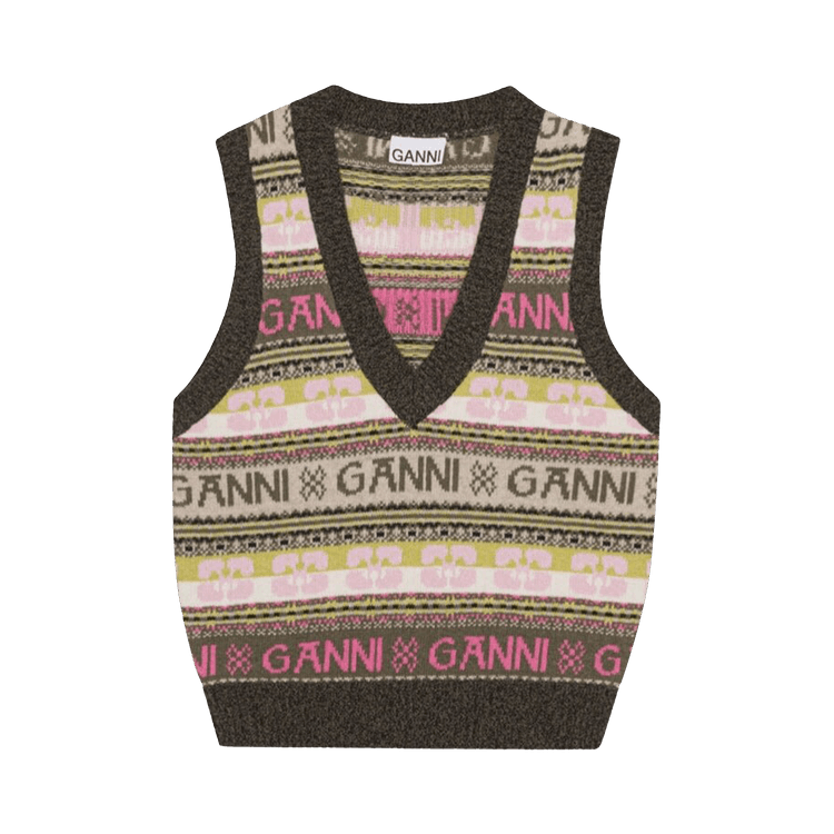 GANNI Logo Wool Mix Vest "Kalamata"