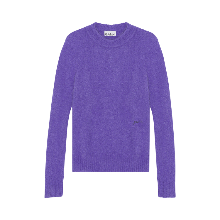 GANNI Brushed Alpaca O-Neck Sweater "Simply Purple"