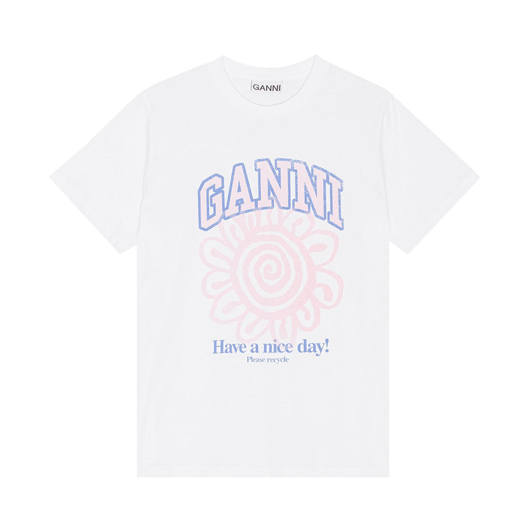 GANNI Basic Jersey Flower Relaxed T-Shirt "Bright White"