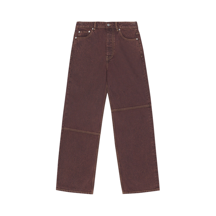 GANNI Overdyed Bleach Denim Izey Jeans "Shaved Chocolate"