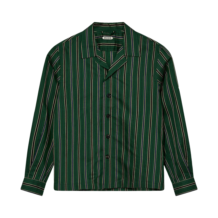 Bode Alumni Stripe Long-Sleeve Shirt "Green"